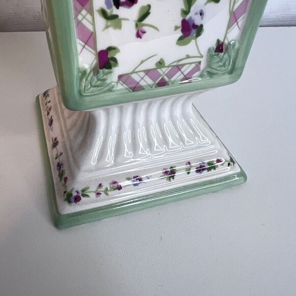 Laura Ashley FTD Floral Ceramic Square Pedestal Vase French Cottage Core Chintz - Picture 11 of 11